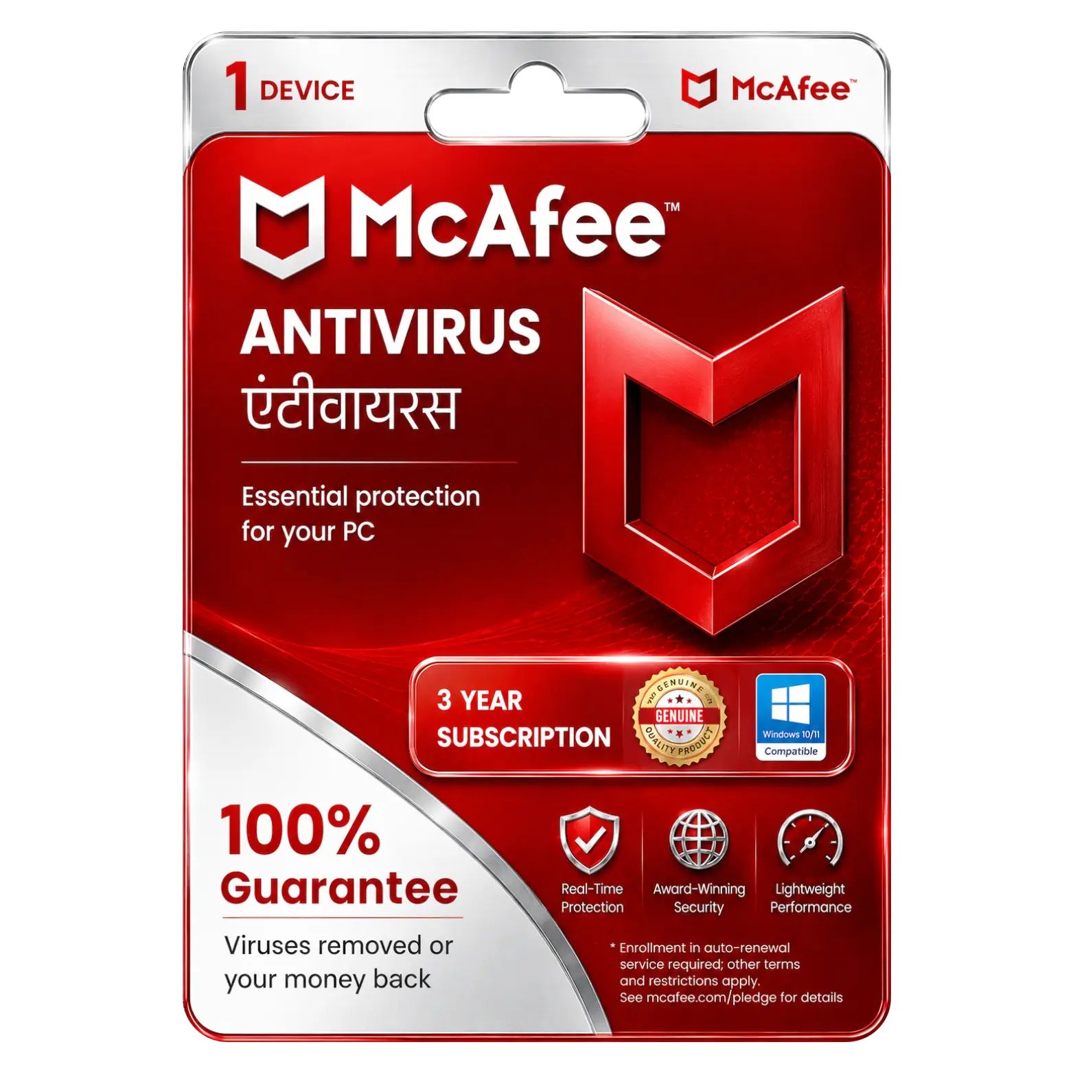 McAfee Antivirus 1D 3Y McAfee Antivirus 1 PC For 3 Year Protection - Image 1