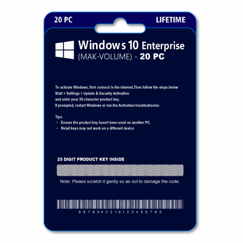 Windows 10 Enterprise 1PC Original License Key 20PC
